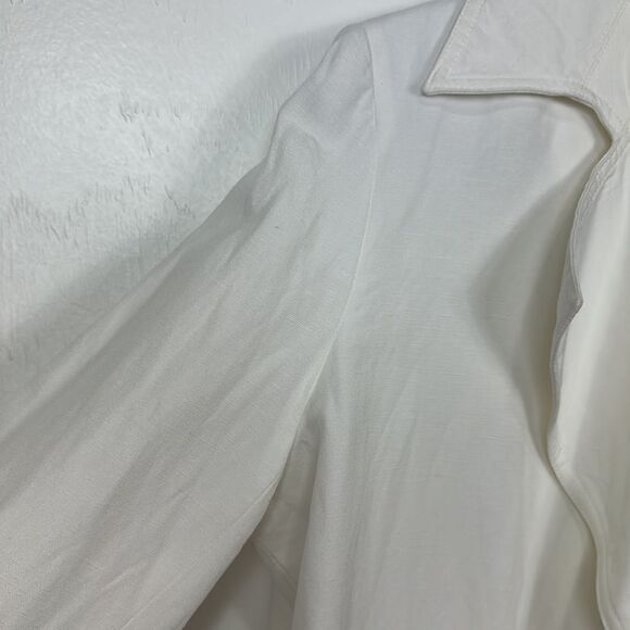 Kasper White Pocketed Faux-double-breasted Open Cuffed Sleeve Jacke Size 12 - Picture 3 of 11